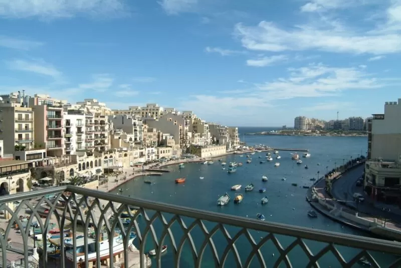 Room terrace looking over Spinola Bay